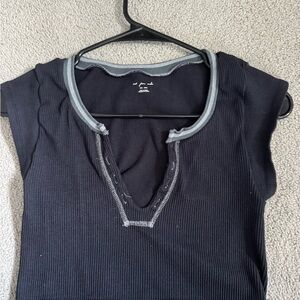 Urban Outfitters Black Ribbed Women's Top